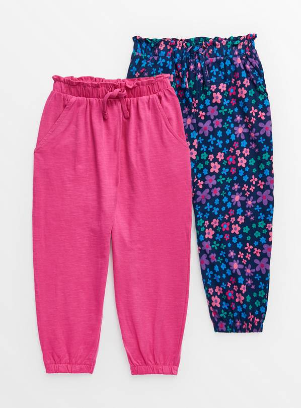 Floral & Plain Harem Trousers 2 Pack 1-2 years